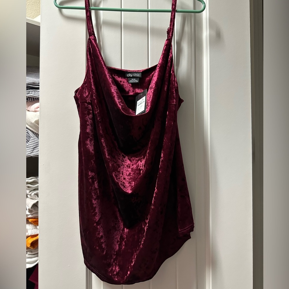 Ruby red scoop neck velvet cami
